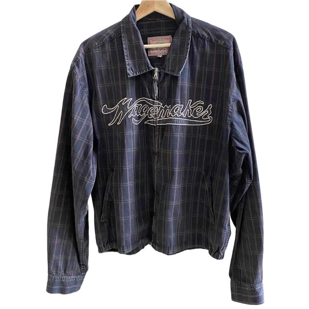 LEE TREVOR VINTAGE MEN’S WAGEMAKER PLAID COTTON ZIP JACKET, MADE IN ITALY, XL